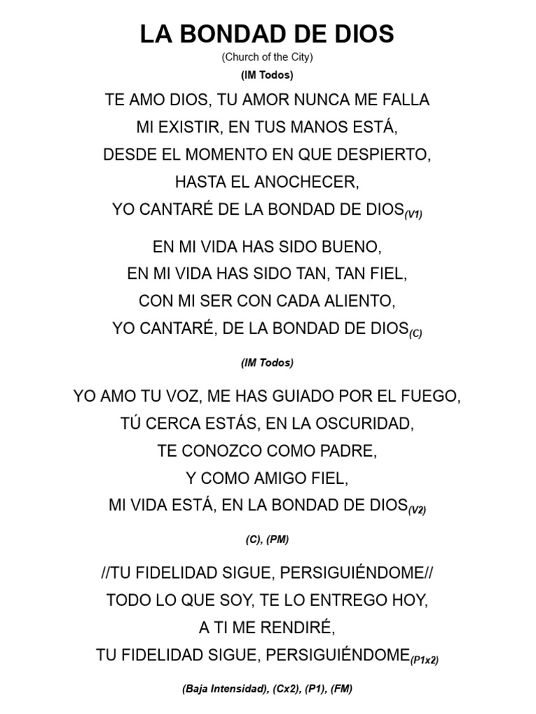 La Bondad de Dios - Letra Completa | PDF