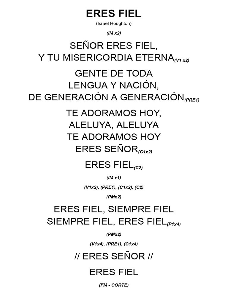 Señor, Eres Fiel - Letra y Acordes | PDF