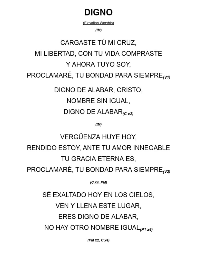 Digno de Alabar: Letra y Acordes | PDF