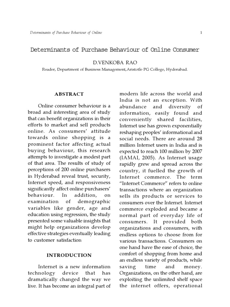 Online Consumer Behaviour | PDF | E Commerce | Online Shopping