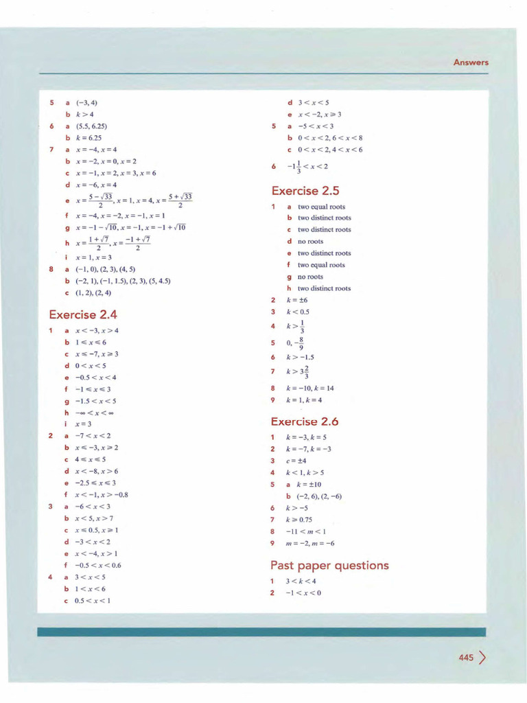 0606-Simultaneous Equations and Quadratics-Answers | PDF