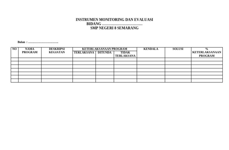 Instrumen M&E Program SMP 8 Semarang | PDF