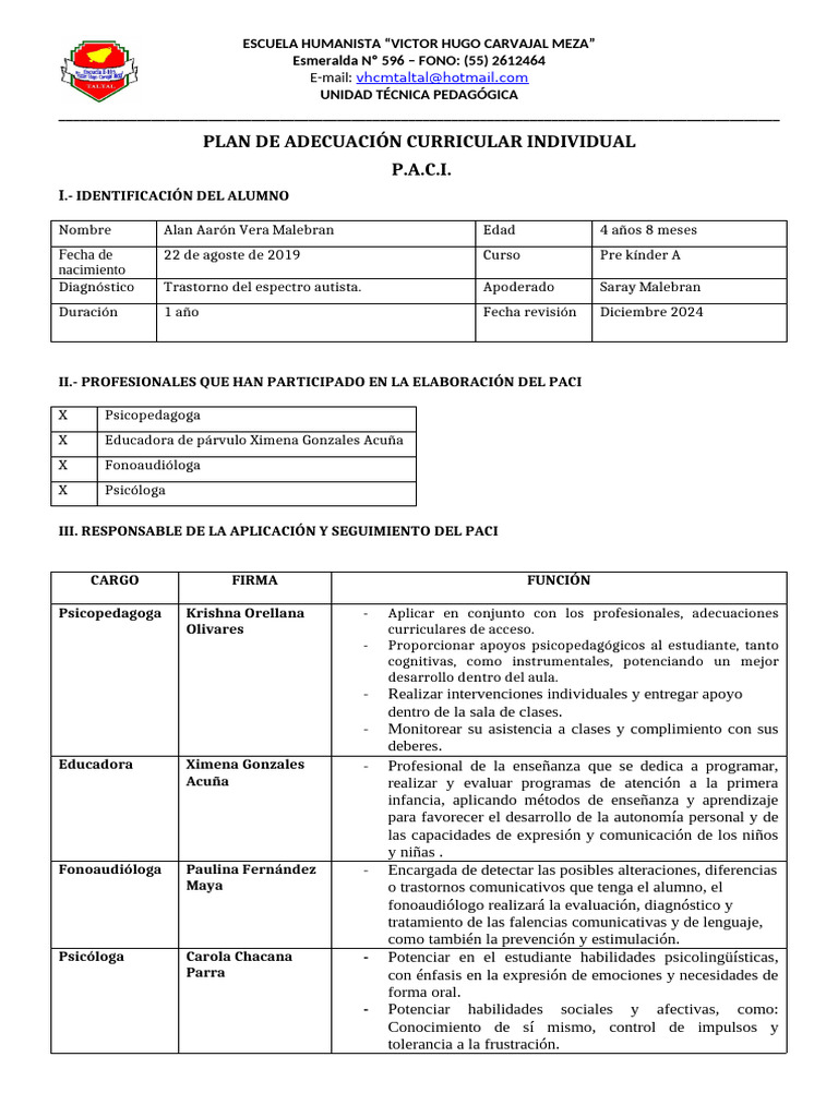Plan de Adecuación Curricular para Alan | PDF | Plan de estudios | Las ...