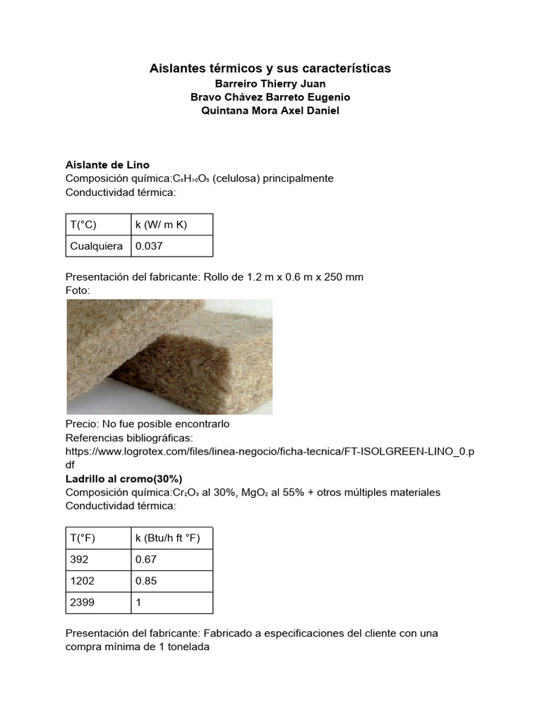 Ladrillos Aislantes de Calor y Sus Tipos | PDF | Materiales | Termodinámica