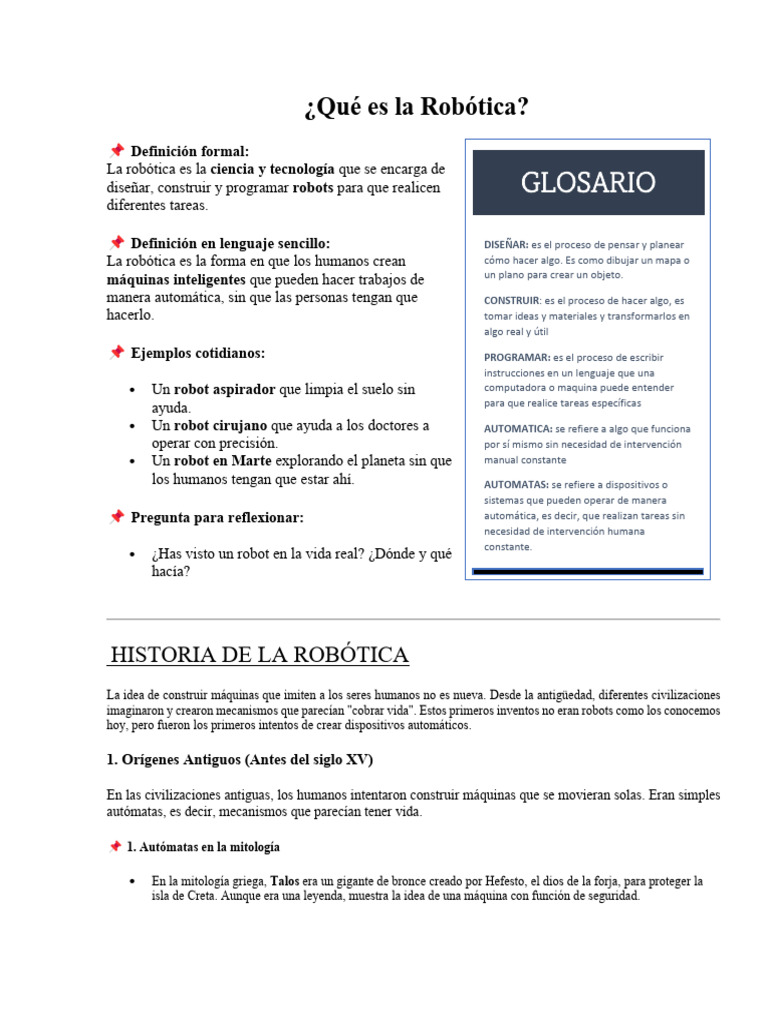Introducción a la Robótica y su Historia | PDF | Robot | Robótica