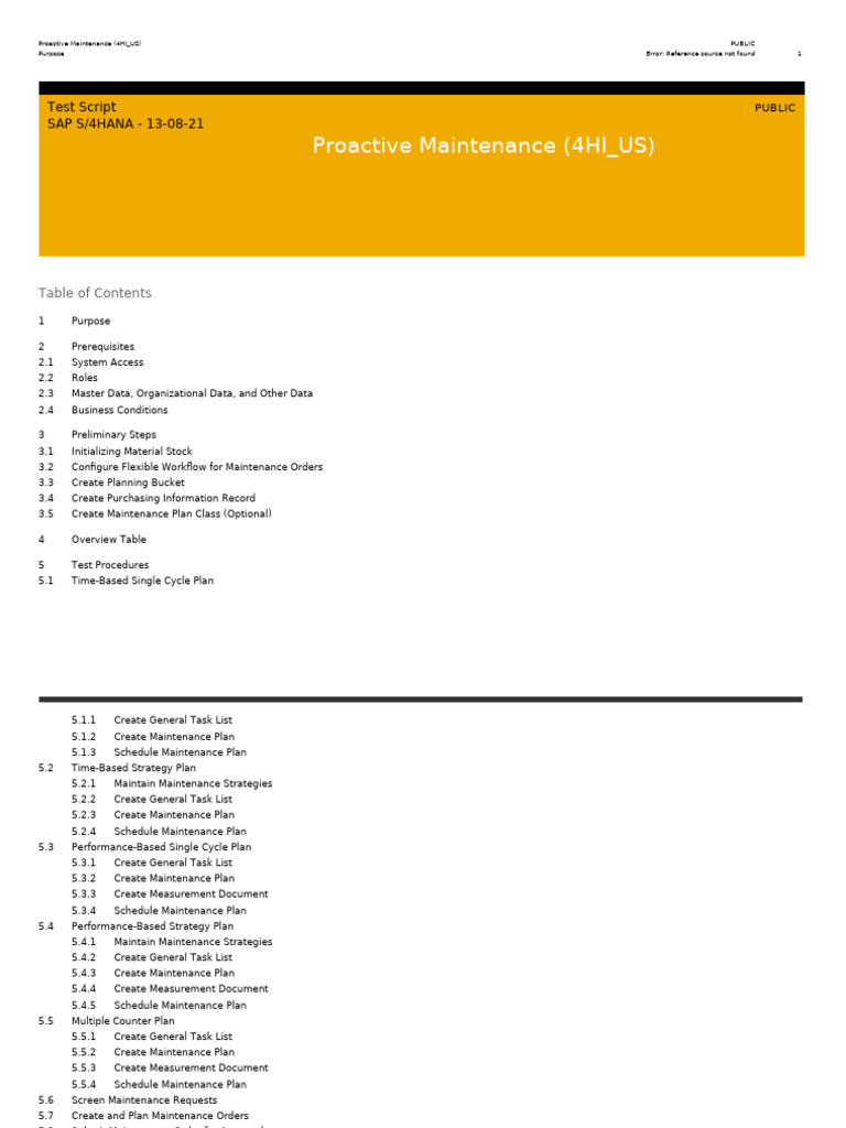 Proactive Maintenance Testing Guide | PDF | Accounts Payable