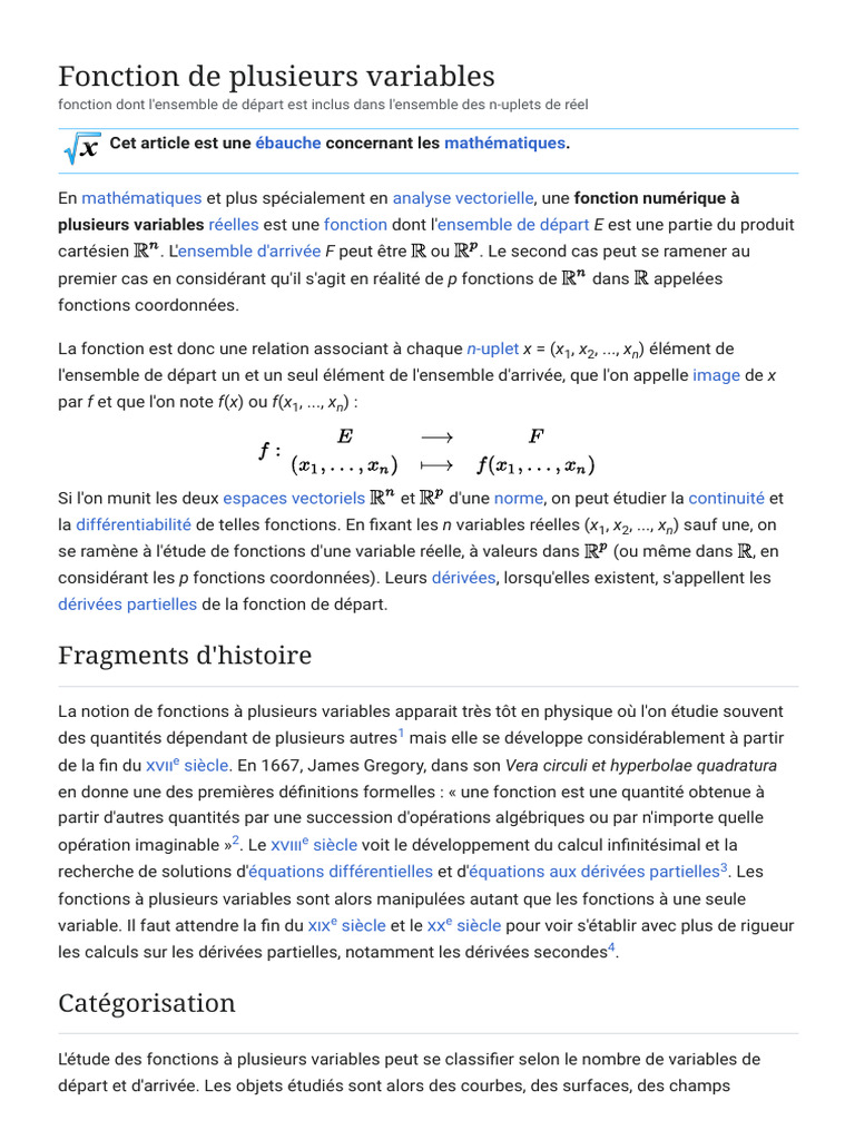 Fonctions à plusieurs variables en mathématiques | PDF | Analyse ...