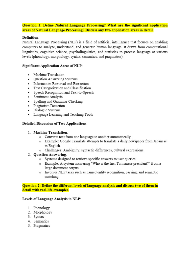 Natural Language Processing Overview | PDF | Morphology (Linguistics ...