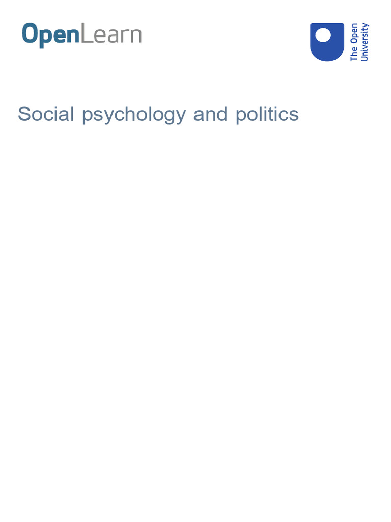 Social Psychology and Politics Printable | PDF | Identity (Social ...