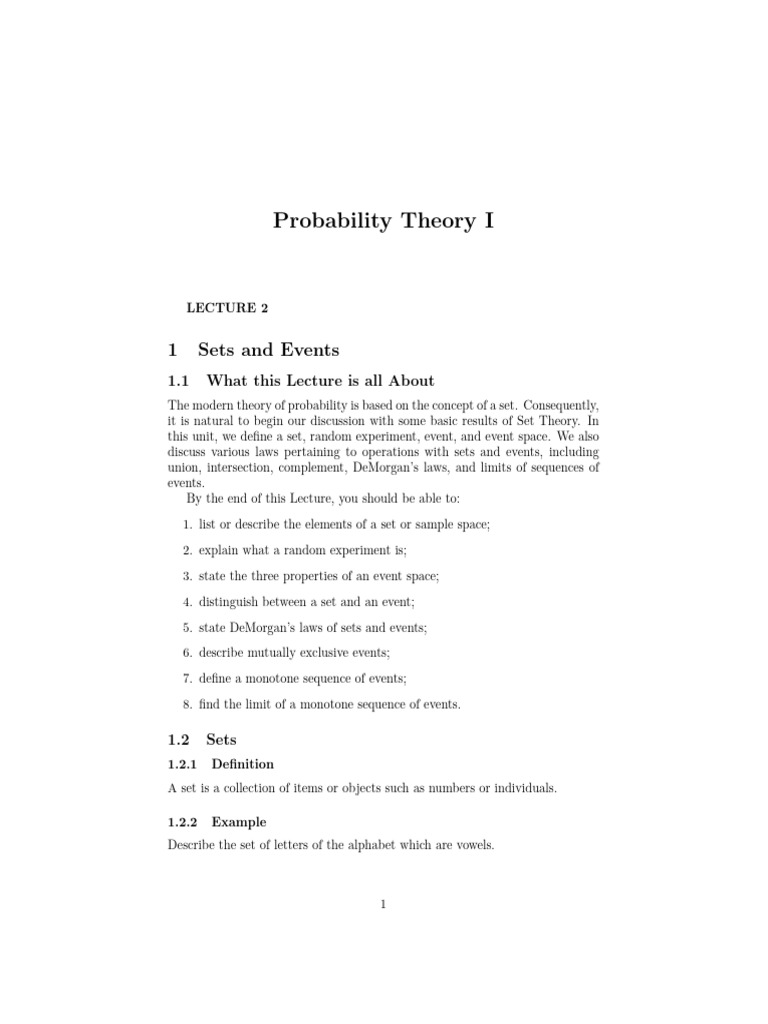 Prob 1 Lecture 2 | PDF | Set (Mathematics) | Sequence