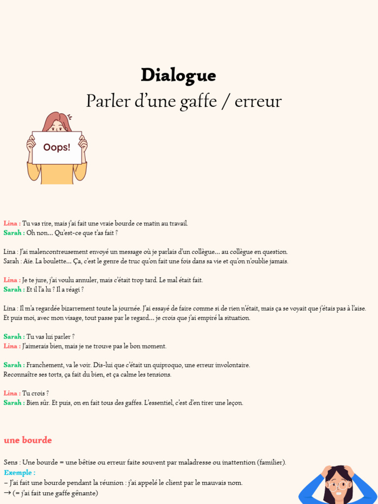 Gaffes au travail : Comment réagir ? | PDF