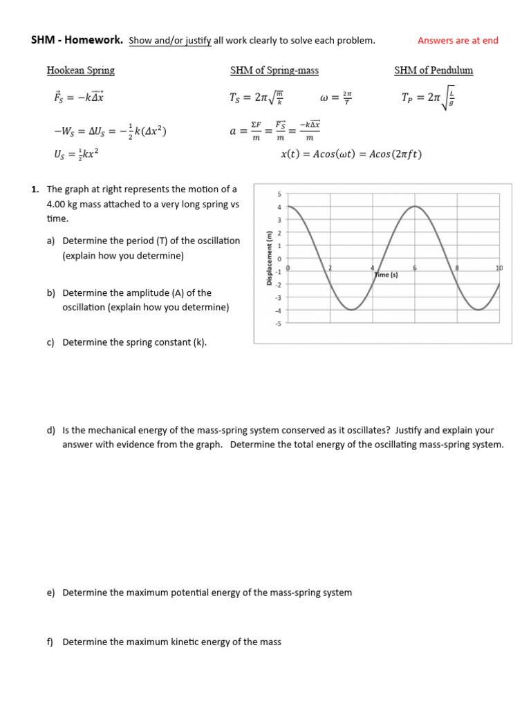 SHM Problems: Spring & Pendulum Analysis | PDF | Pendulum | Oscillation