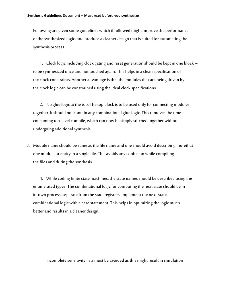 Synthesis Guidelines for Logic Design | PDF | Vhdl | Areas Of Computer ...