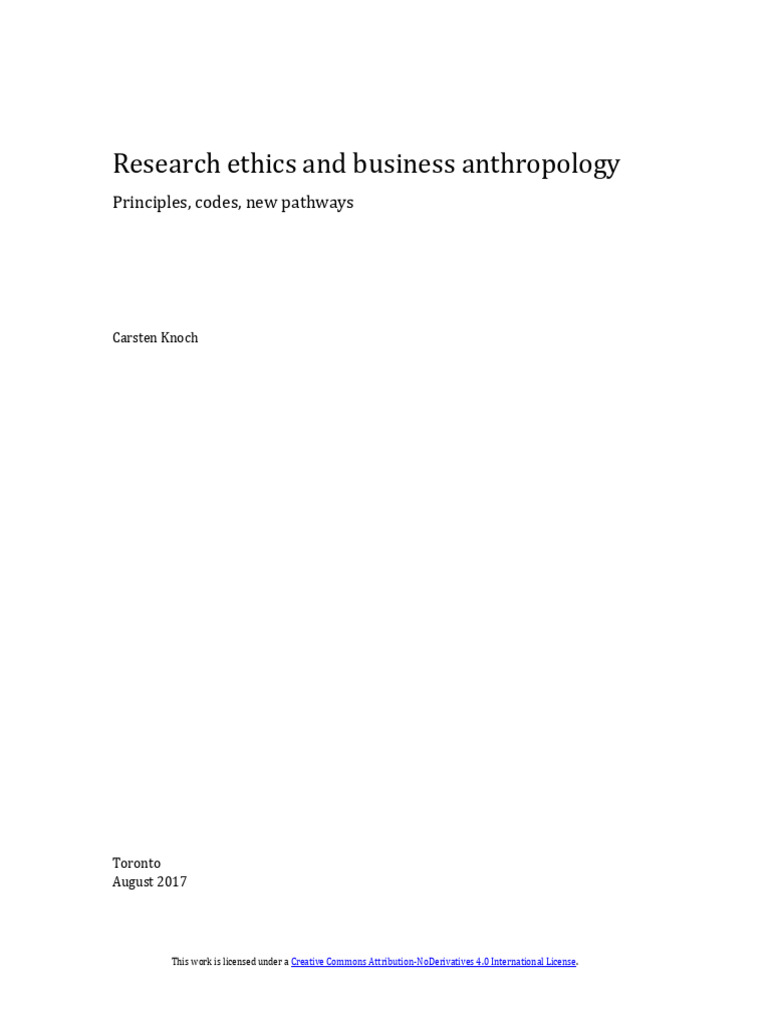 Research Ethics and Business Anthropolog | PDF | Ethnography | Anthropology