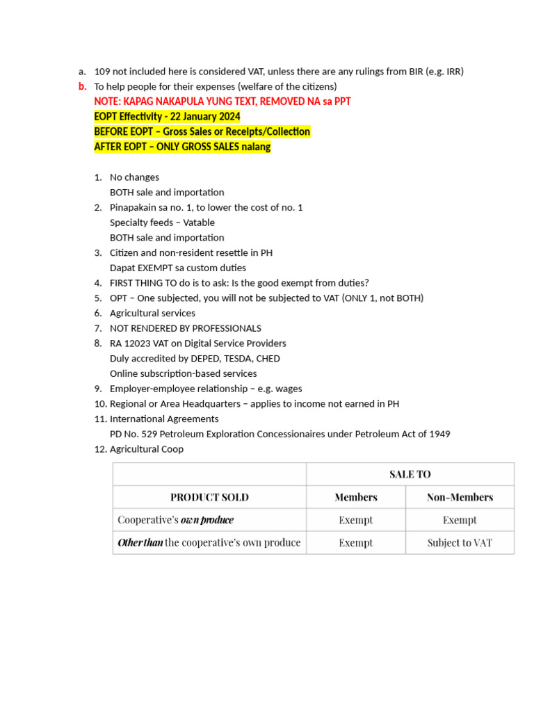 VAT Exempt and OPT Notes | PDF | Value Added Tax | Taxes