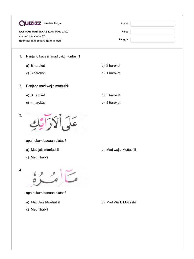 MAD WAJIB DAN MAD JAIZ Kelas 5 | PDF