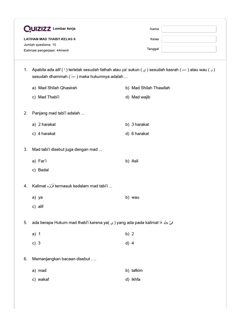 MAD THABII Kelas 5 | PDF
