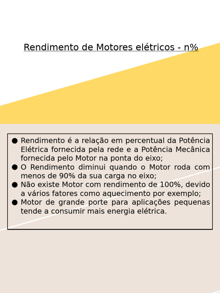 Rendimento e Custo de Motores Elétricos | PDF