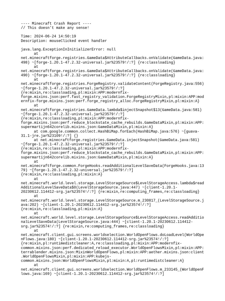 Minecraft Crash: Mouse Click Error | PDF | Central Processing Unit ...
