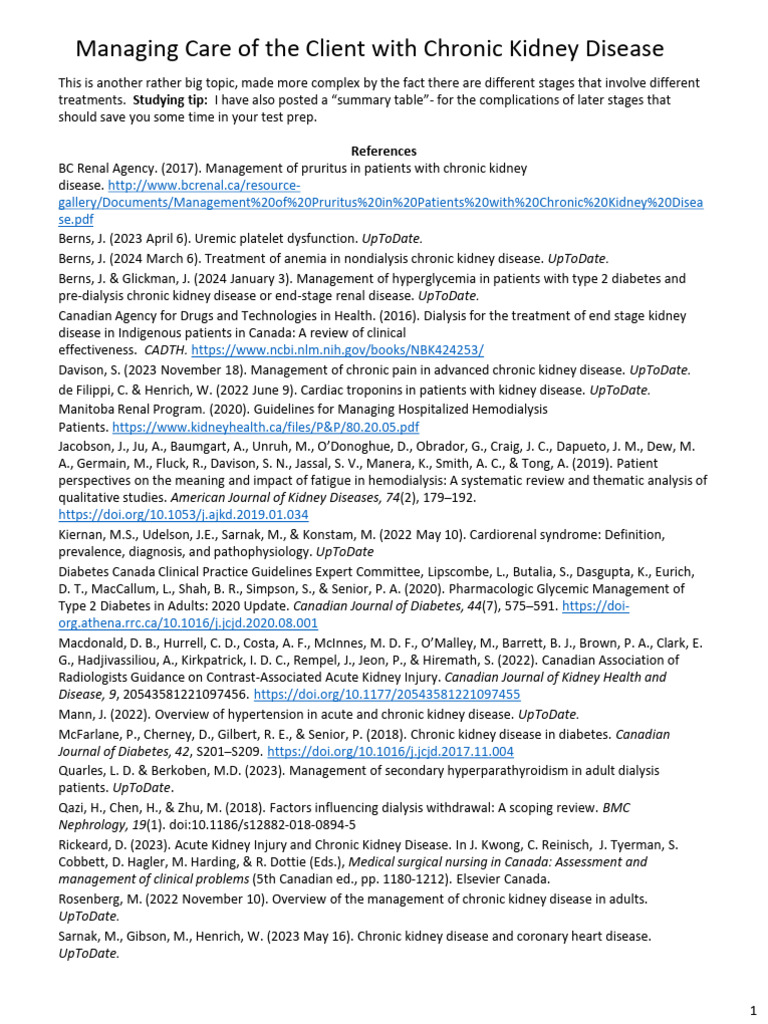 Managing Chronic Kidney Disease Stages | PDF | Chronic Kidney Disease ...