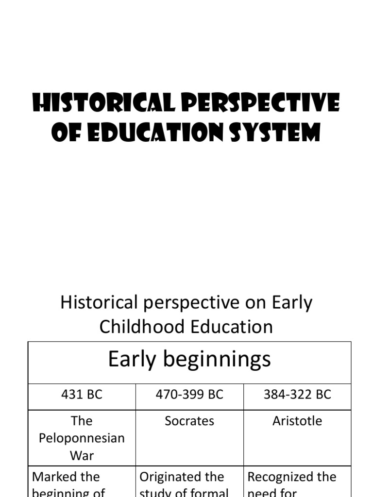 Historical Perspective of Education System PDF Special Education