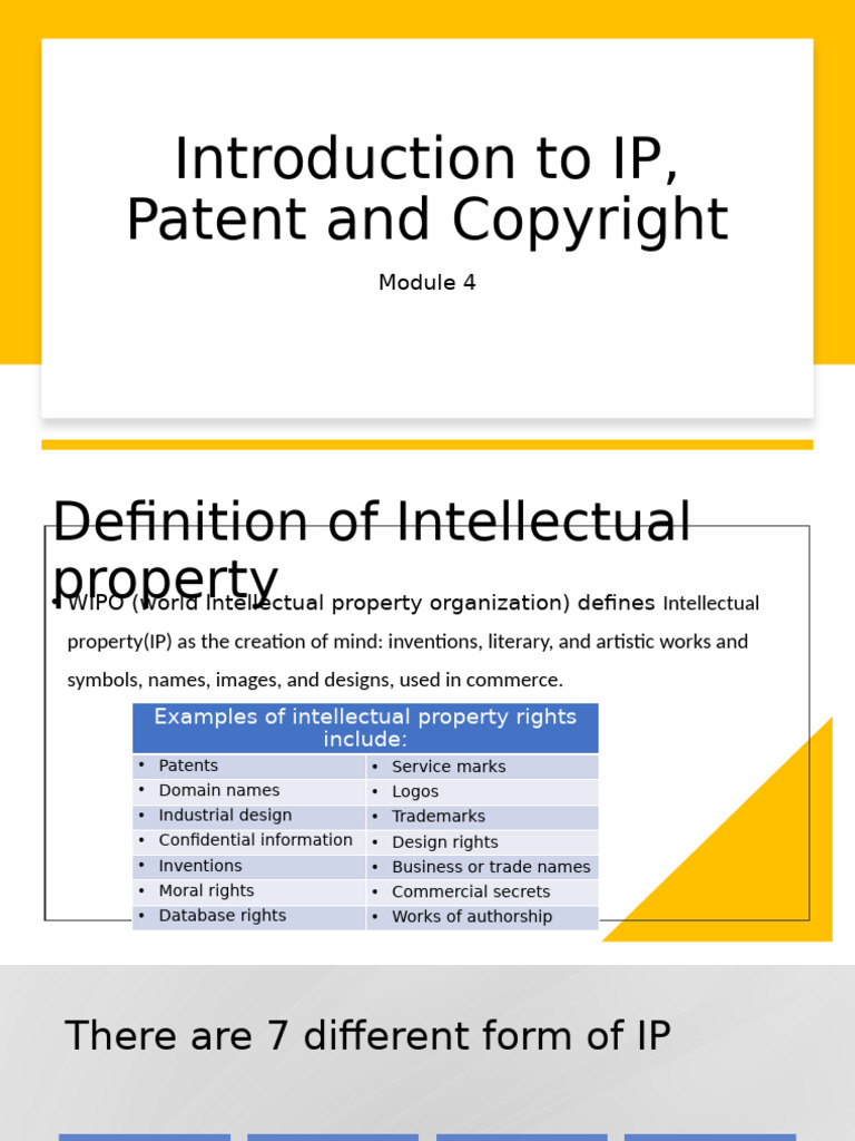 RMIPR - Module 4 - IPR | PDF | Patent | Intellectual Property