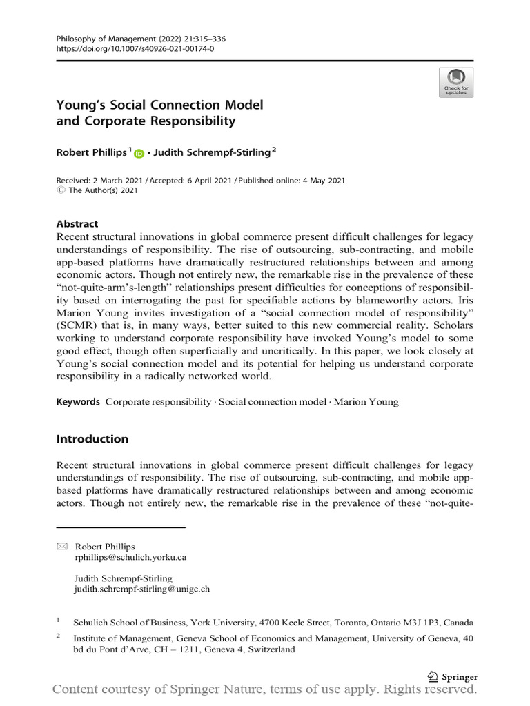 Youngs_Social_Connection_Model_and_Corporate_Resp | PDF | Institution ...