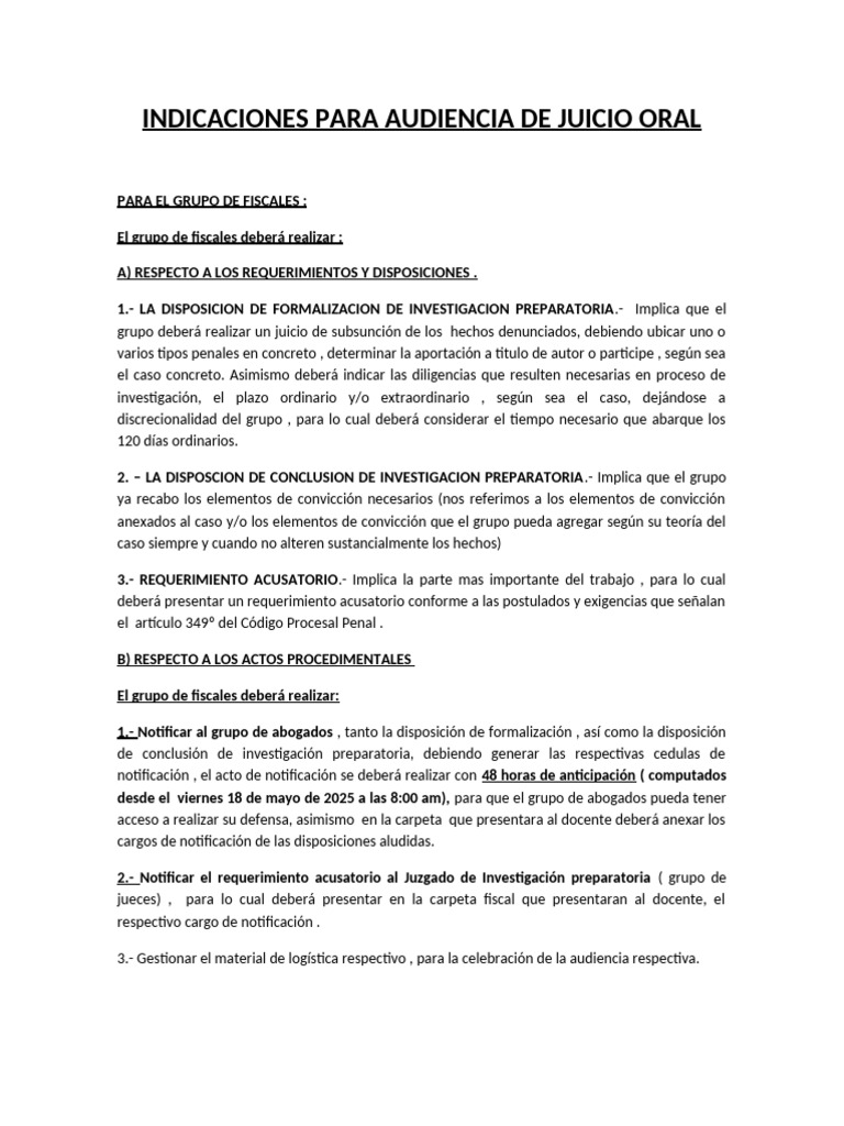 Indicación para Juicio Oral: Fiscales y Abogados | PDF | Justicia ...