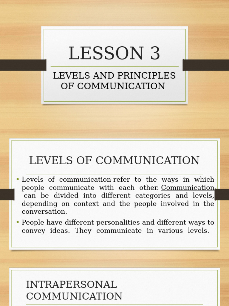 Lesson 3 - Levels of Communication | PDF | Communication | Human ...