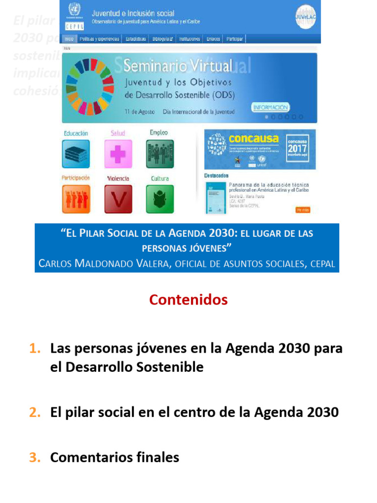 Jóvenes y el Pilar Social de la Agenda 2030 | PDF | Unicef | Pobreza