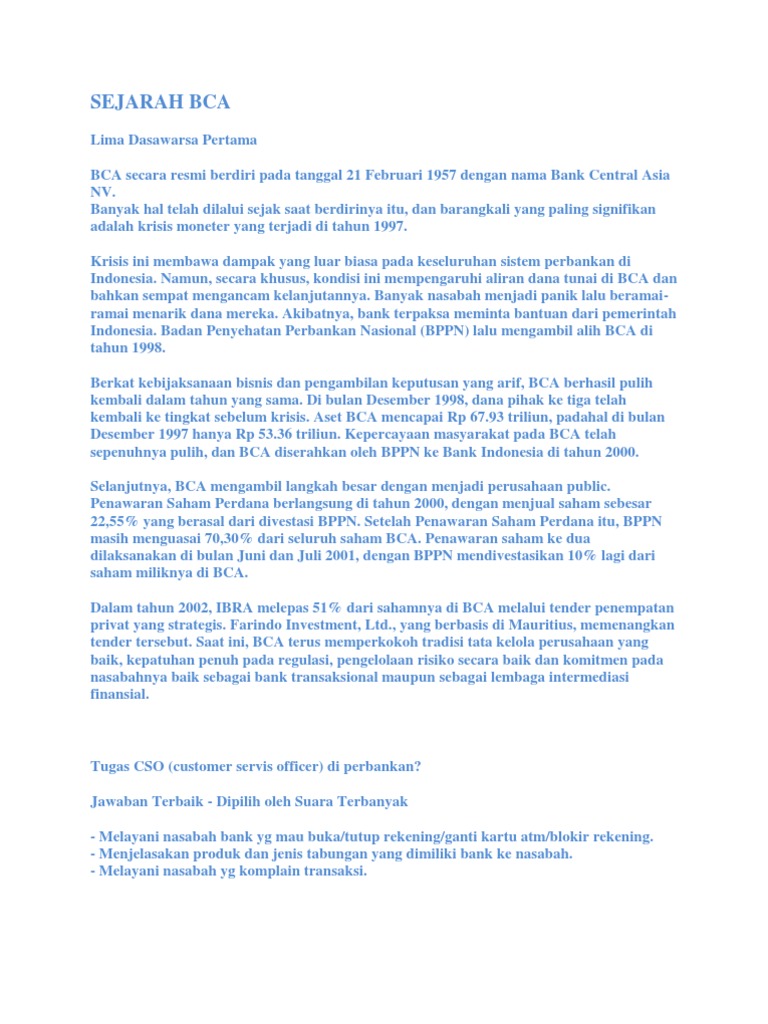 Sejarah Bca Pdf