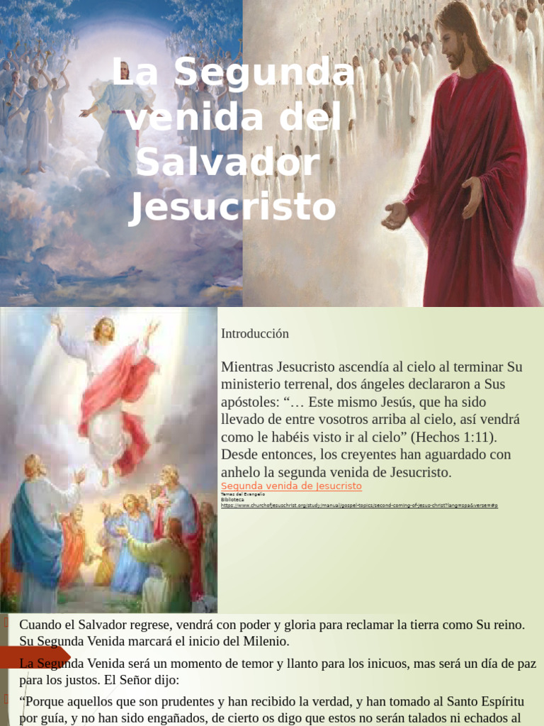 La Segunda Venida Del Salvador Jesucristo | PDF | Segundo advenimiento ...