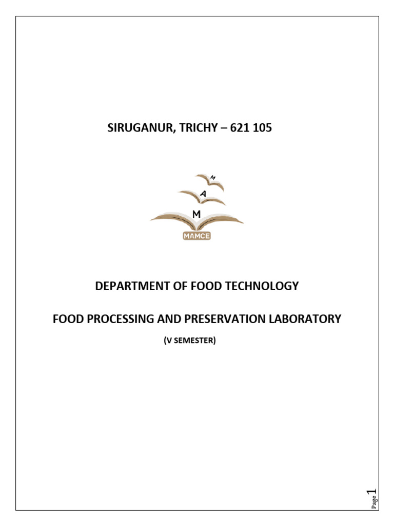 FPP Laboratory Manual for Food Tech | PDF | Sensitivity And Specificity ...