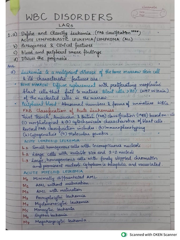 WBC ALL H.A.Q ANSWERS (Student's notes) | PDF