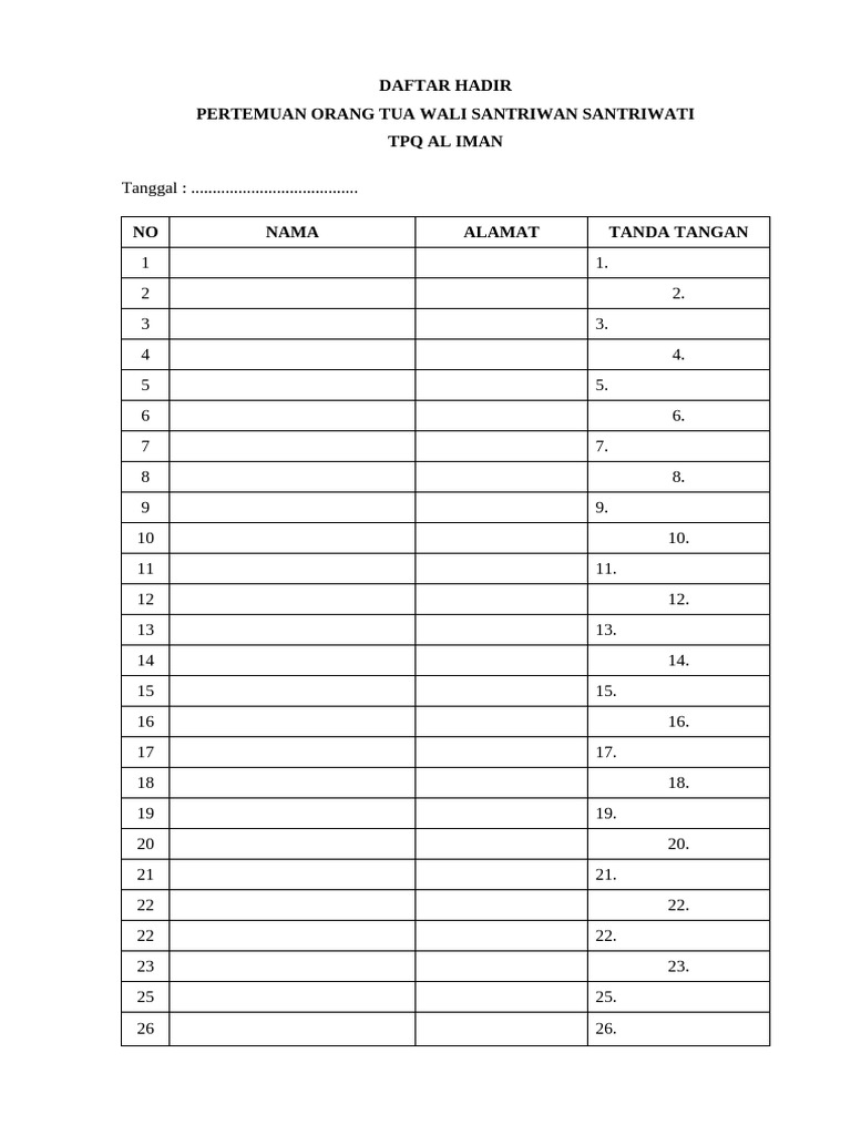 Daftar Hadir | PDF