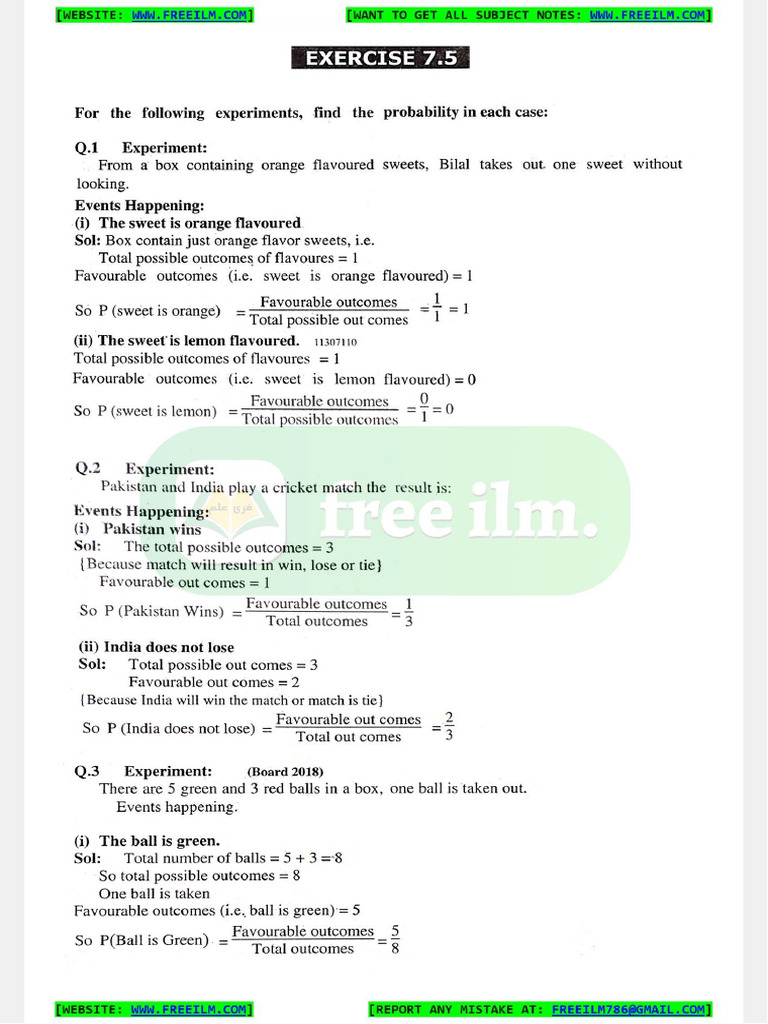 11th Maths Chap7 Ex 7.5 | PDF