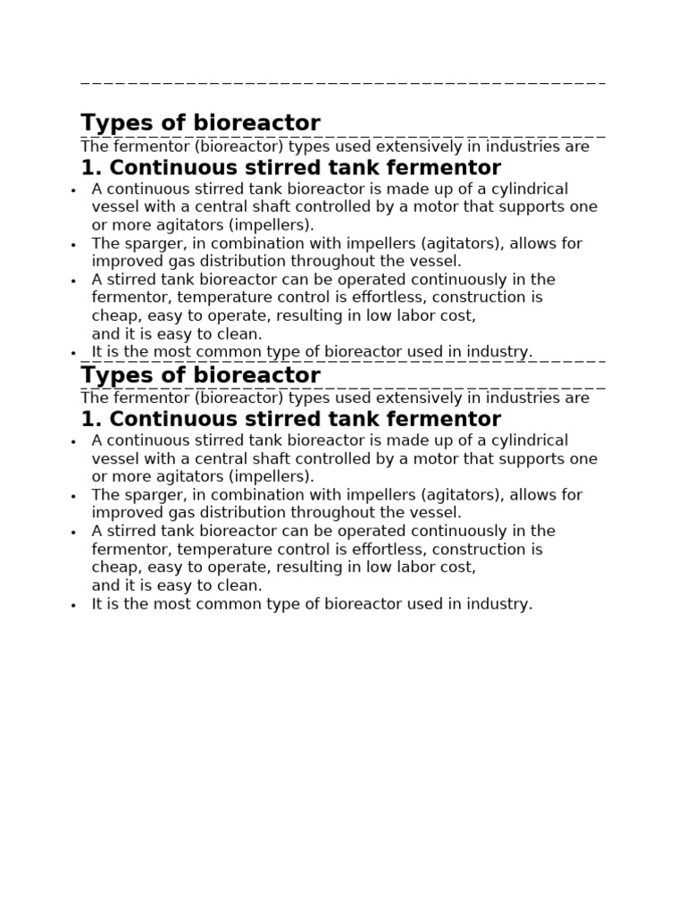 Types of Bioreactors Explained | PDF | Chemical Reactor | Fermentation