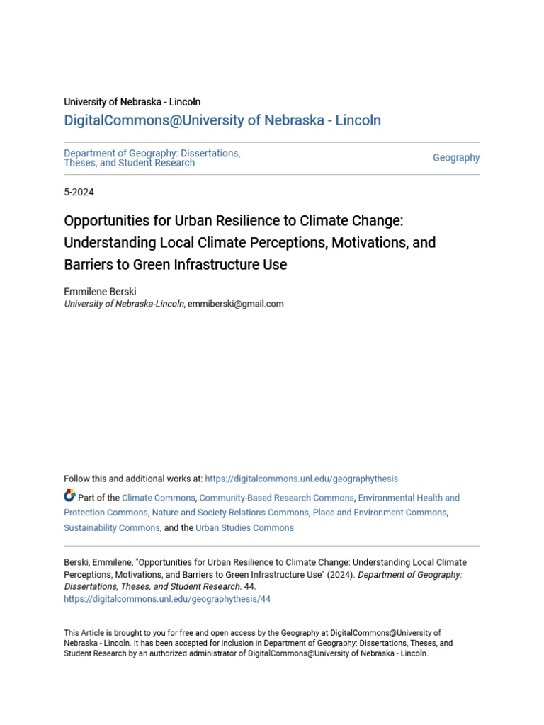 Urban Resilience and Green Infrastructure | PDF | Climate Resilience ...