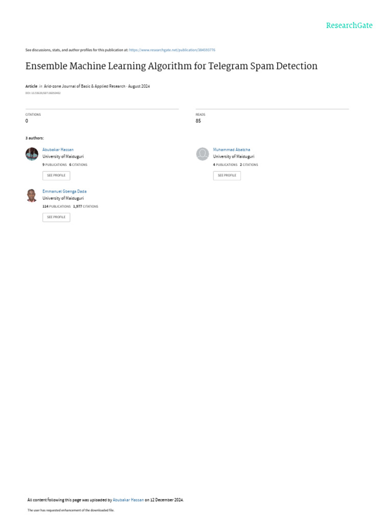 Ensemble ML for Telegram Spam Detection | PDF | Machine Learning ...