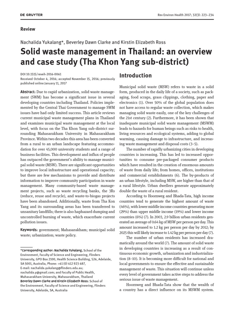 Solid Waste Management in Thailand Overview | PDF | Waste | Waste ...