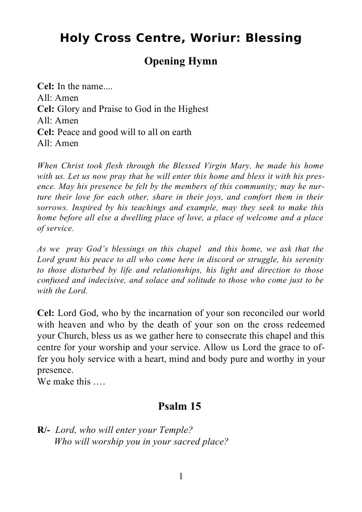 Blessing Ceremony for Holy Chapel | PDF | Jesus | Prayer