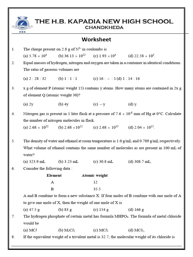 Class 9 Atoms and Molecules Notes | PDF | Mole (Unit) | Physical Sciences