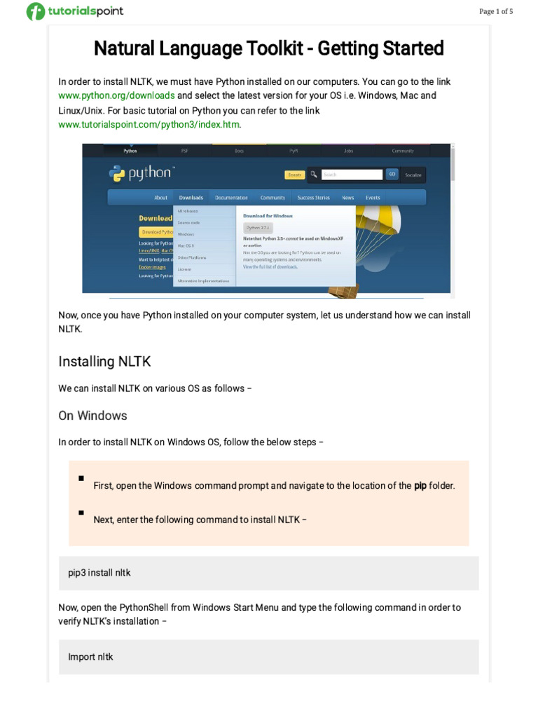 Natural Language Toolkit - Getting Started | PDF | Python (Programming ...