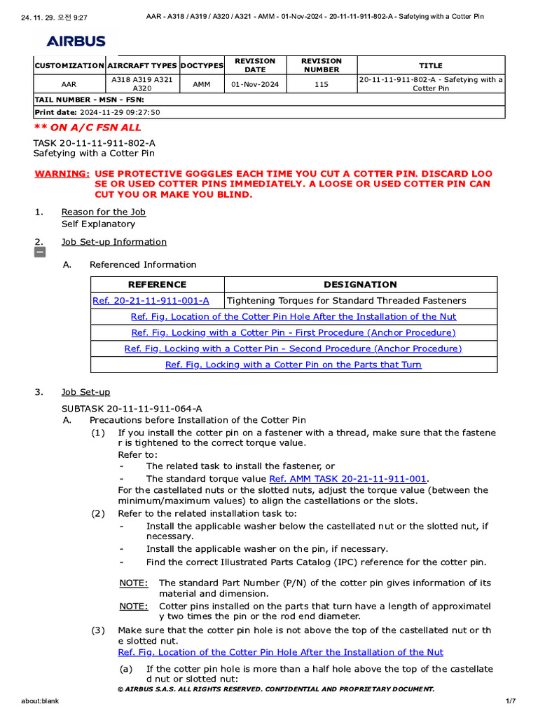 A321 AMM Safety with a Cotter Pin | PDF