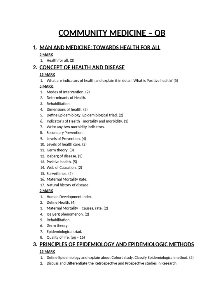 Community Medicine: Health & Epidemiology Guide | PDF | Human Nutrition ...