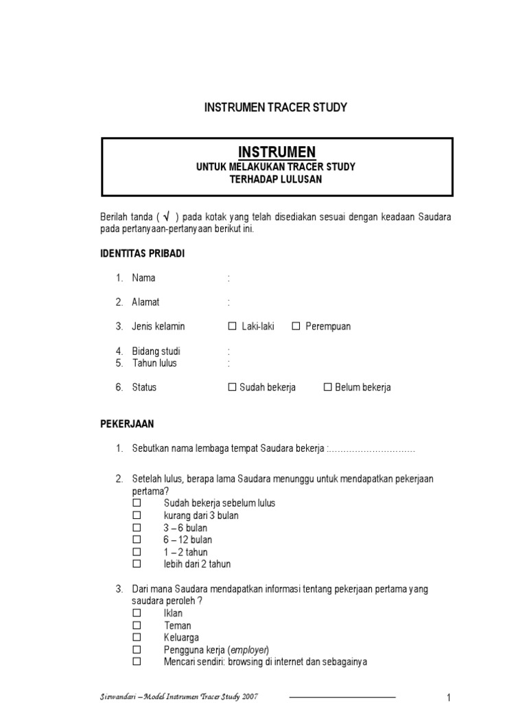 Instrumen Tracer Study | PDF
