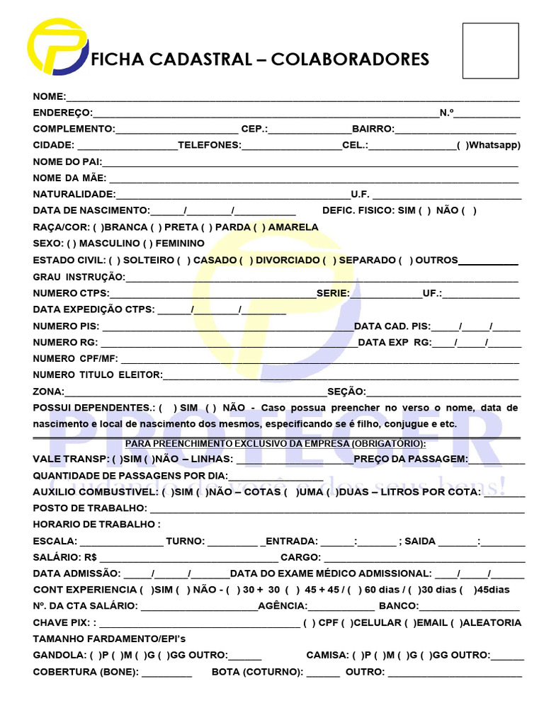 Ficha Cadastral de Colaboradores | PDF | Controle de acesso | Governo e ...