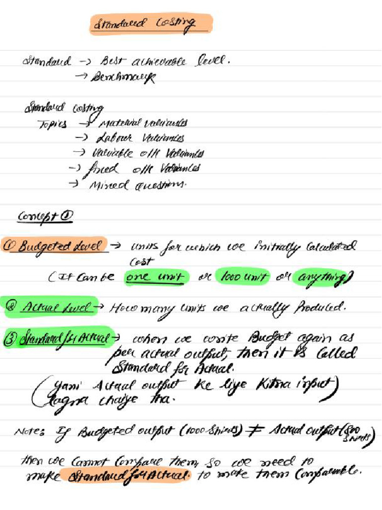 Standard, Marginal & Budgetary Short Notes by CA Nitin Guru | PDF