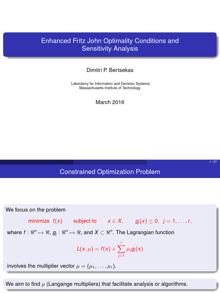 Enhanced Fritz John Conditions Explained | PDF | Convex Set ...