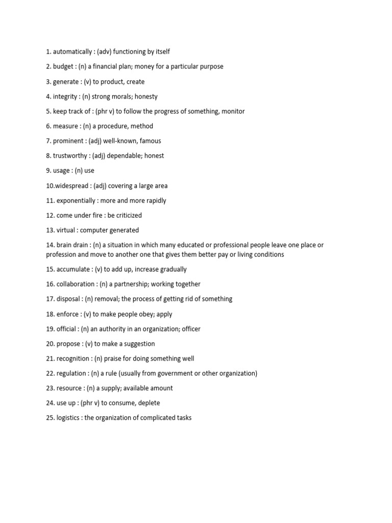 Essential Vocabulary For Business Terms Pdf